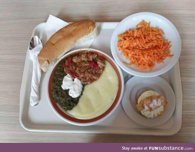 As someone posted meal in French cafeteria ,this is average meal in Serbian