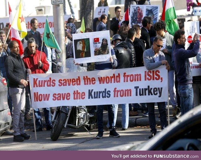 A pro-democracy protest being held by young Kurdish people in Kurdistan