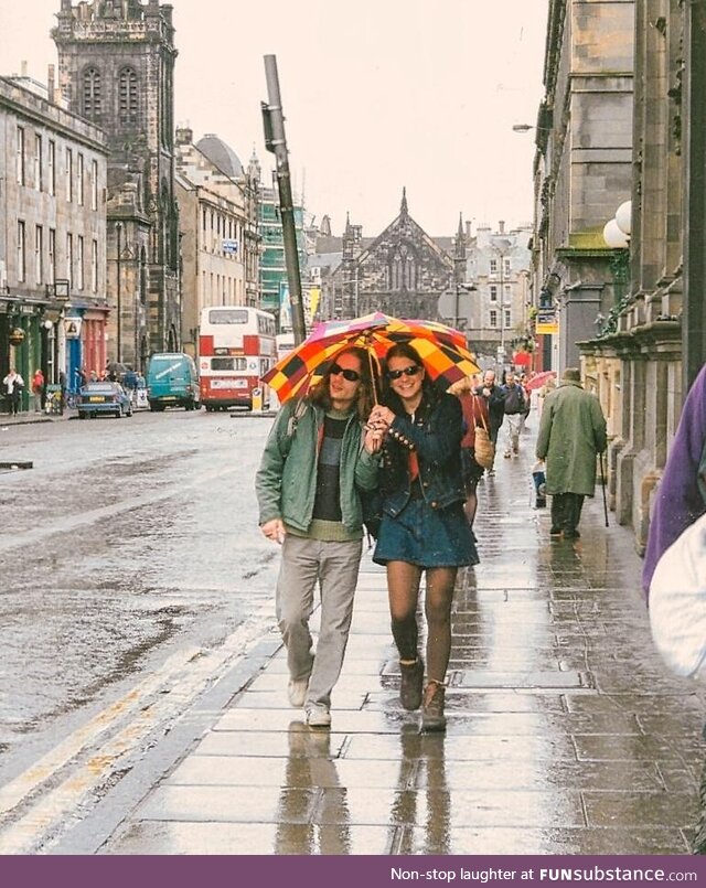 1997: Beautiful Edinburgh. Me & my friend. No stress, no obligations, just a colourful