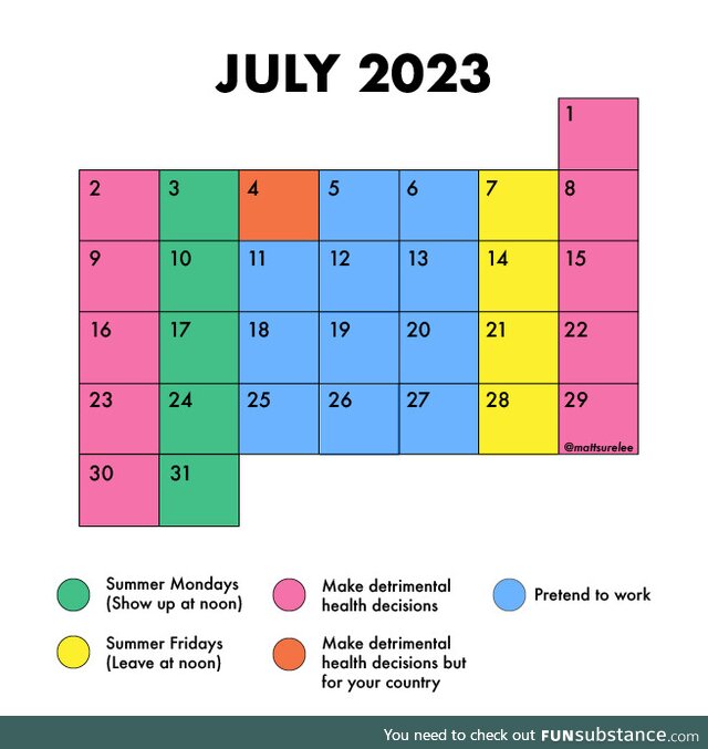 July's calendar
