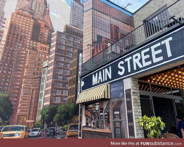 Main Street cafe. An American themed cafe in South Korea. The tall buildings are a