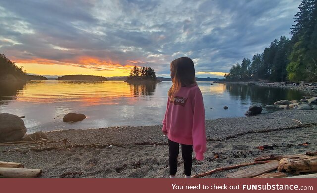 My daughter enjoying the sunset - British Columbia, Canada