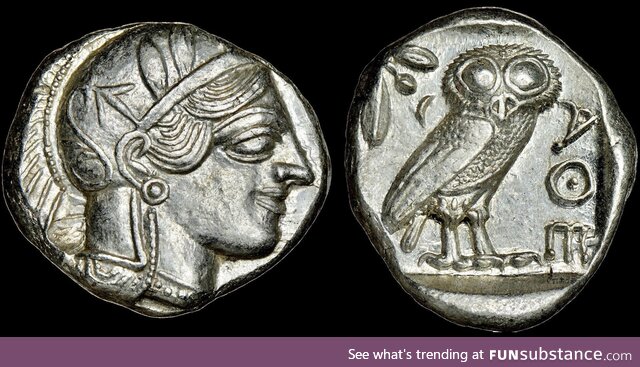 My 2,463 Year Old Silver Athenian Owl Tetradrachm Minted 440 to 404 BC In The City State