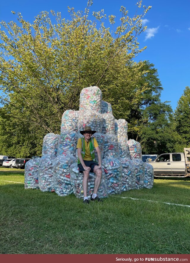 [OC] Approximately 665lbs of aluminum cans collected from a music festival