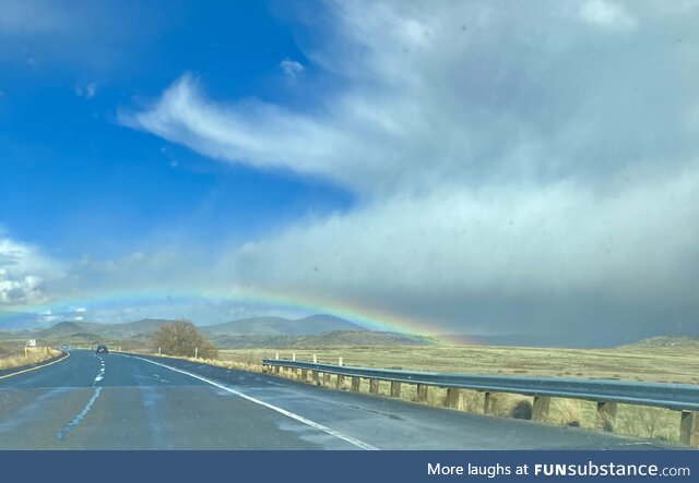 An over-the-road rainbow near Prescott Valley, Arizona