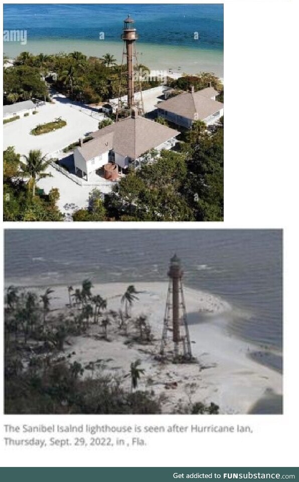 Sanibel Lighthouse: Before and After Ian