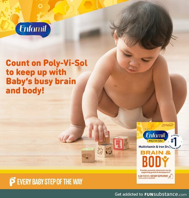 Try our infant multivitamin! It has 8 growth-supporting vitamins* (+ iron!) in one liquid