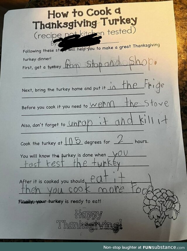 How to Cook a Turkey - by My 7 Year-Old Daughter