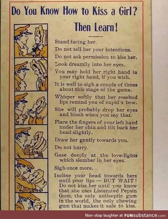 Detailed instructions on how to kiss a girl from 1911