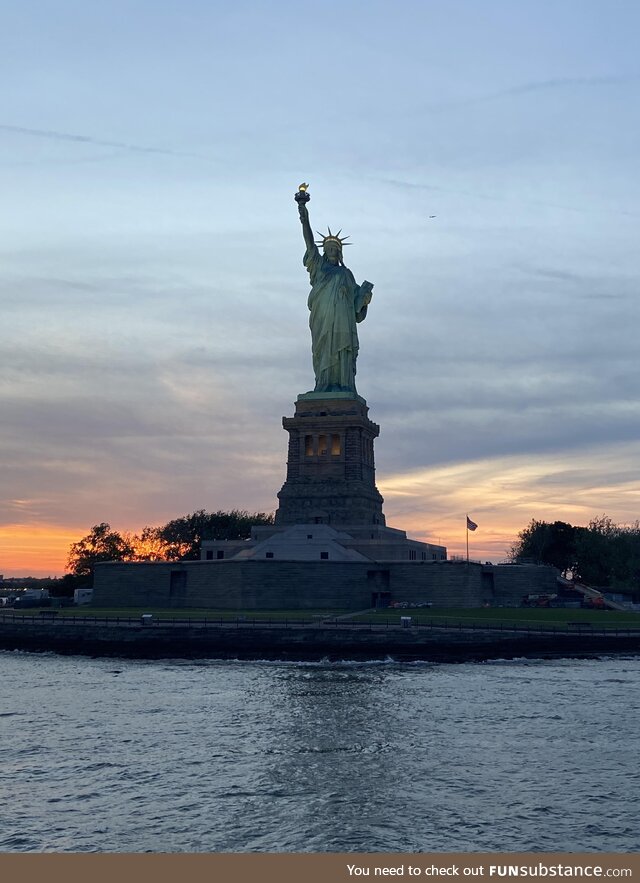 Statue of liberty sunset (taken by me)