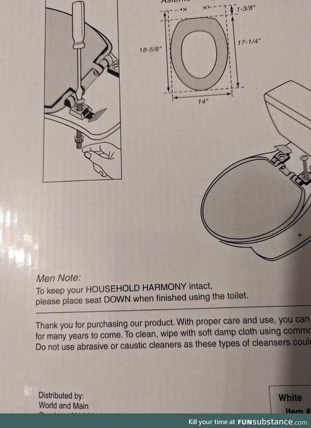 My new toilet seat came with special life instructions for men