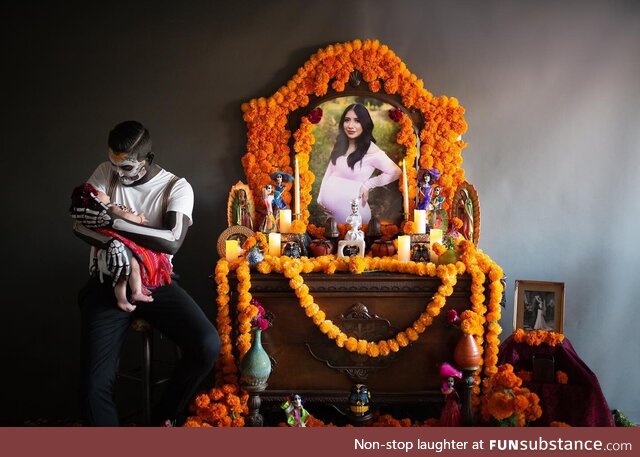 A loving husband during Day of the Dead