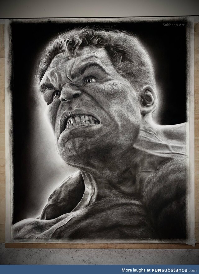 After a MONTH of Drawing, I Have Finally Completed My Charcoal Drawing of The Hulk! 114