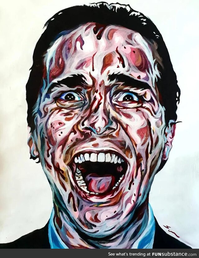 'Patrick Bateman', 2022, painted by me in acrylics (OC)