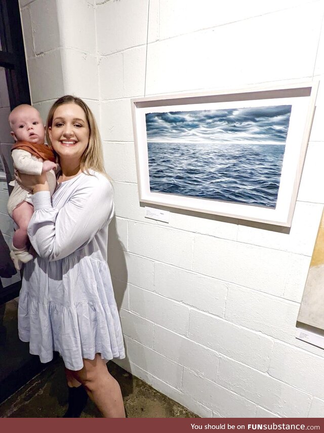 My little art critic seeing mama’s work on show for the first time