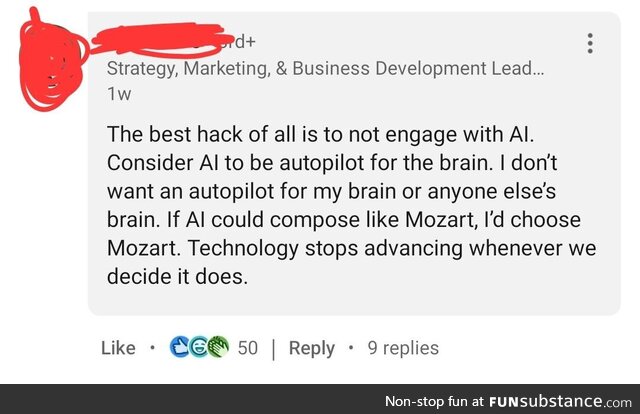 "The best hack of all is to not engage with AI"