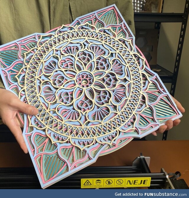 Laser multilayer art, mandala flower