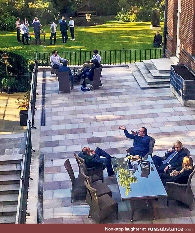 Boris Johnson and 16 others drinking wine together during a national lockdown