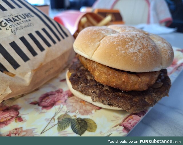 An Angus beef burger from a McDonalds in Hong Kong