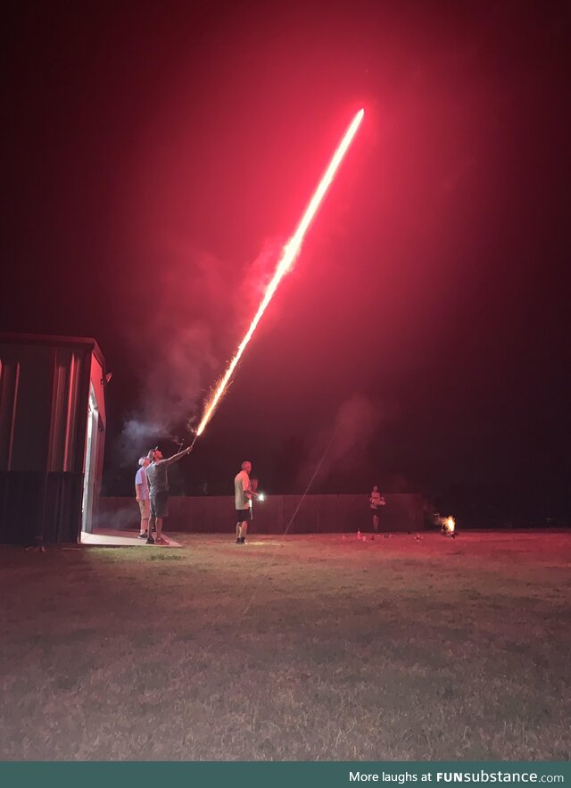 A sweet picture my cousin took of me shooting a Roman Candle