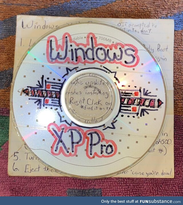 [OC]Doing some death cleaning and found the bootleg Windows I had to use to save my dying