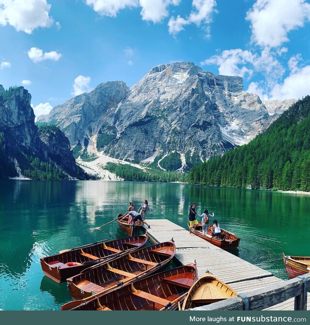 Lake Braies located in the Dolomites of South Tyrol, Italy. Photo by Nuwan chamara from