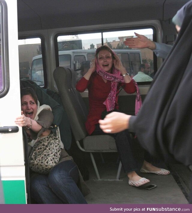 Women arrested by Iranian morality police, May 2007, photo by Yalda Moaiery