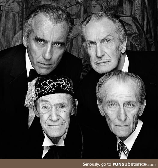 Vincent Price, John Carradine, Peter Cushing and Christopher Lee - by Terry O'Neill