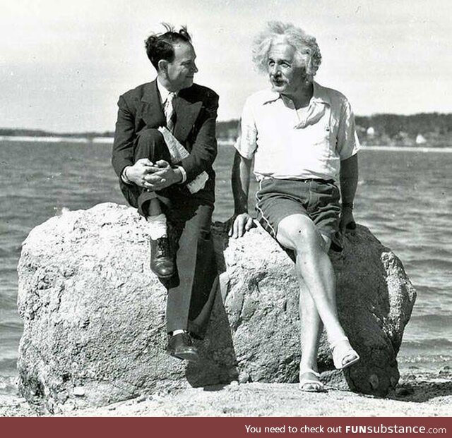 Einstein enjoying the summer sun at Nassau Point, Long Island, New York, 1939