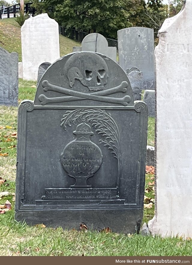 Gravestone from the 1700’s in a graveyard in Portsmouth, New Hampshire