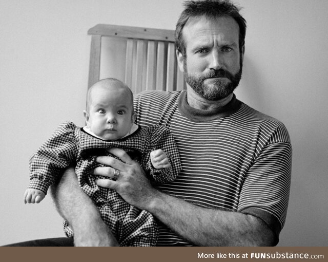 Robin Williams with his daughter Zelda, 1989