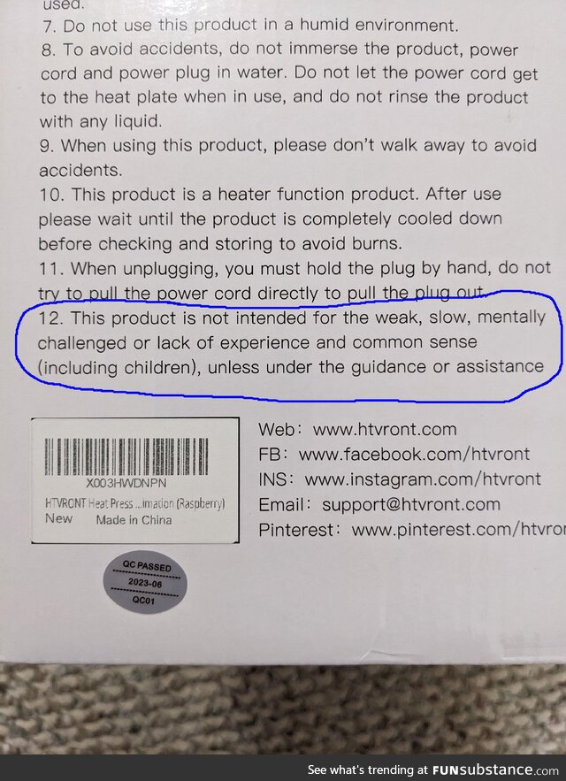 This company is not holding back with their product warnings