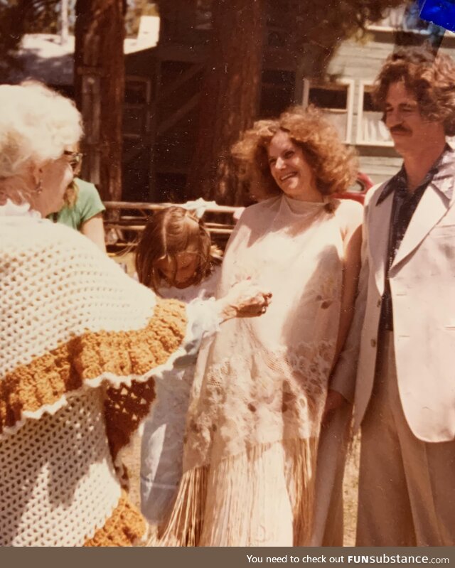 My parents’ wedding. Sister in the belly. 35 years