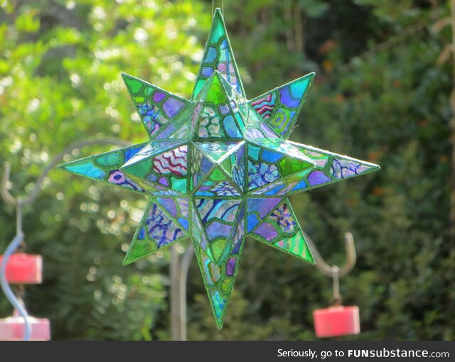 (OC) Hand made, hand painted Moravian star