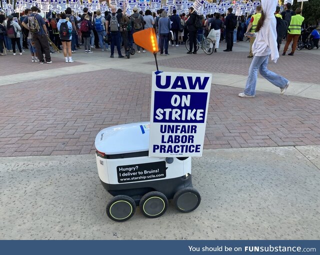 Even the robots are on strike!