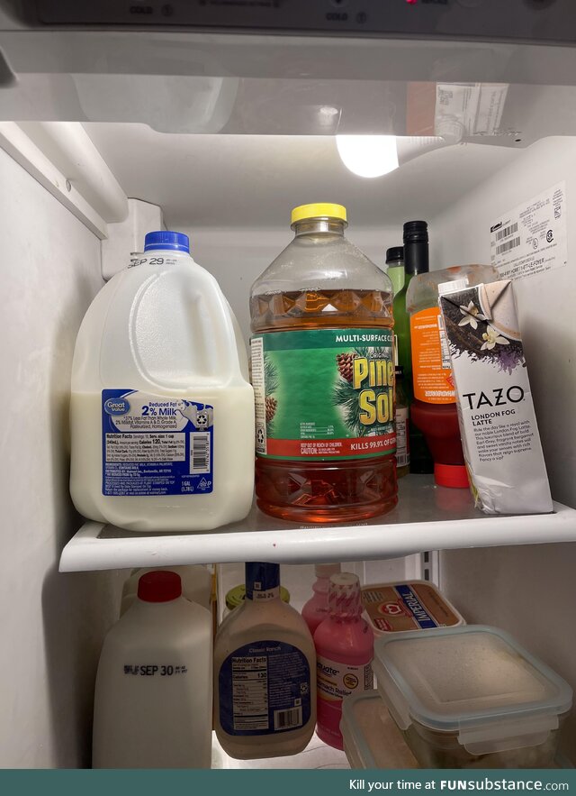I guess I left the devils apple juice in the fridge after drunk-cleaning…