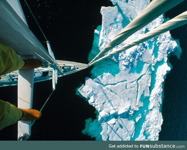 Approaching an iceberg from the mast of a ship... Holy shit