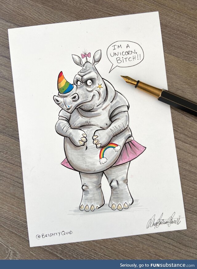 Unicorns exist - ink drawing