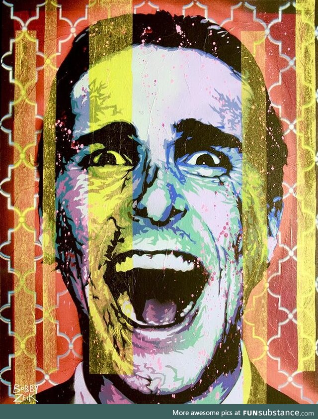 My American Psycho painting “Do You Like Huey Lewis And The News?”