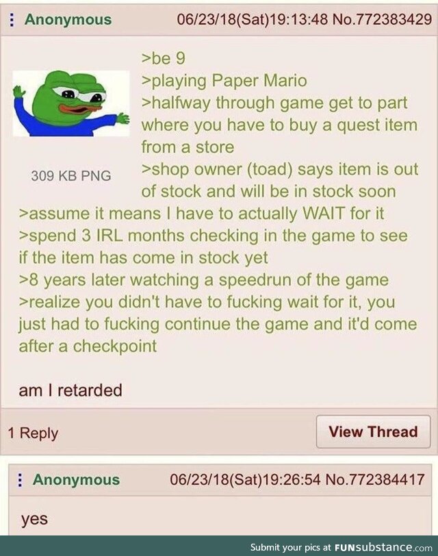 Anon is playing Paper Mario