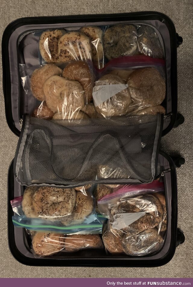 My friend brought back a suitcase of bagels from NY