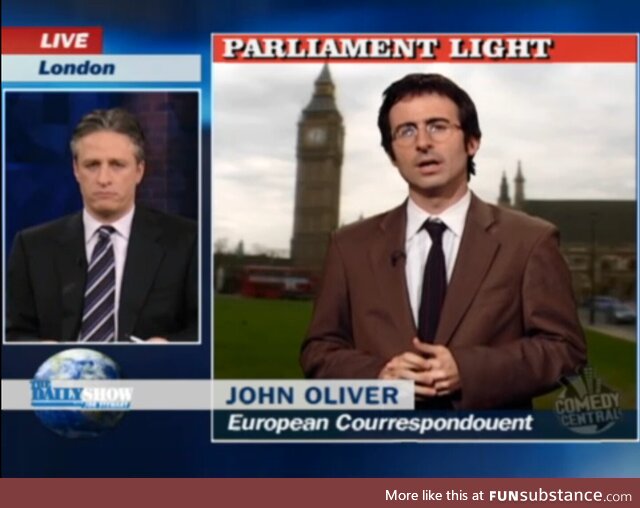 John Oliver's Debut on The Daily Show, 2006. "Parliament Light" (link in comments)