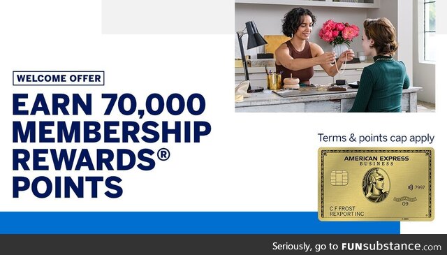 Earn 70,000 Membership Rewards points with Amex Business Gold. Terms & points cap apply