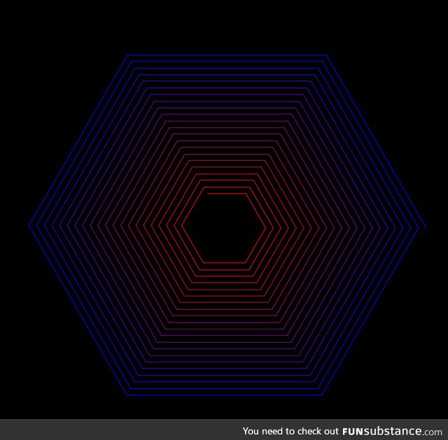 This hexagon spiral pattern I made in python's turtle graphics