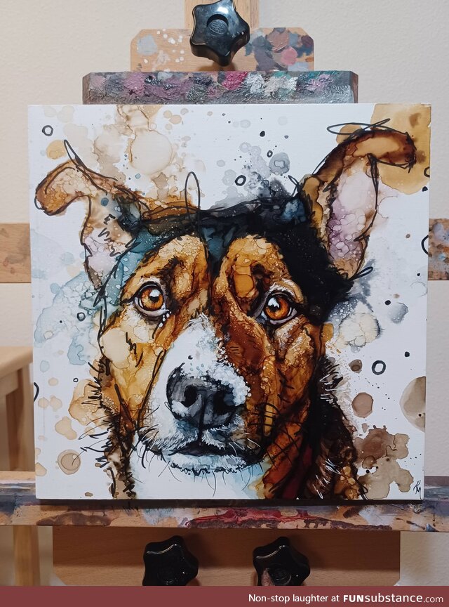 I painted this pups with inks! [OC]