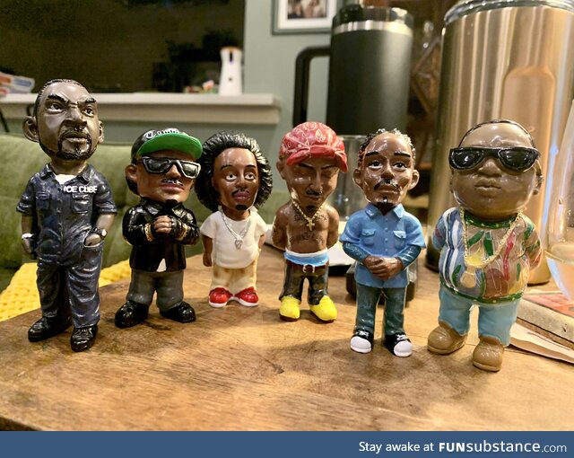 My friend bought “Gangsta Rapper Sculpture Garden Homies”. We’re calling them