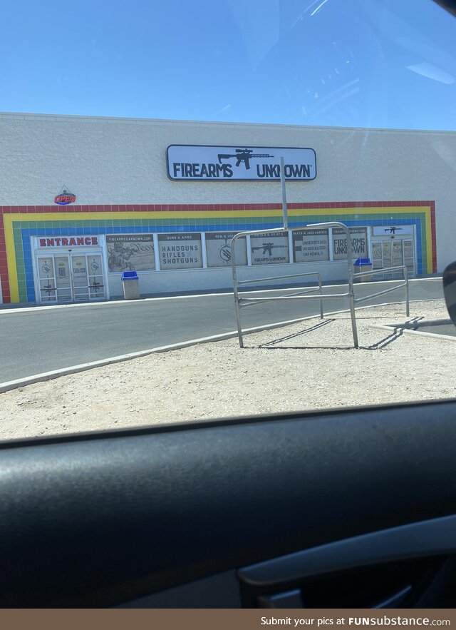 Our old Toys R Us became a gun store. Felt weird. Now it feels especially grim. [OC]