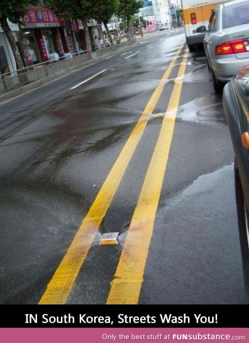 Self cleaning streets in korea
