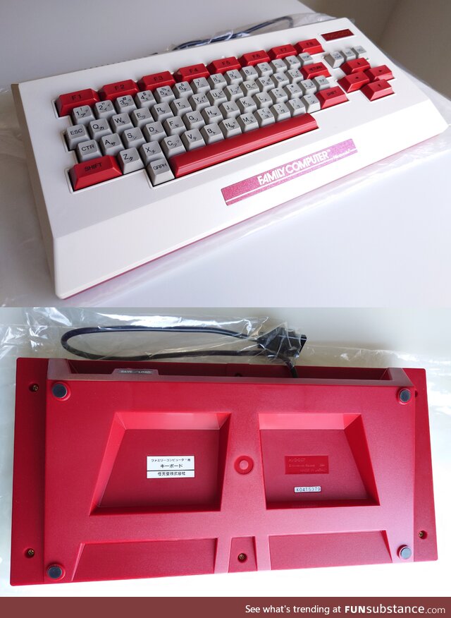 An unused original Nintendo Famicom keyboard from 1984.