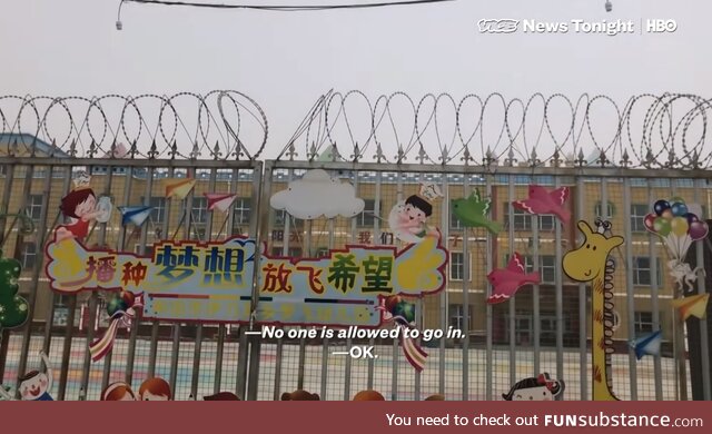 A Chinese kindergarten for Uighur children taken from their parents now in "reeducation"